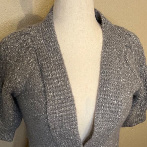 If it Were Me sweater gray wool alpaca blend short puff sleeve cardigan  Sz M - Picture 4 of 8